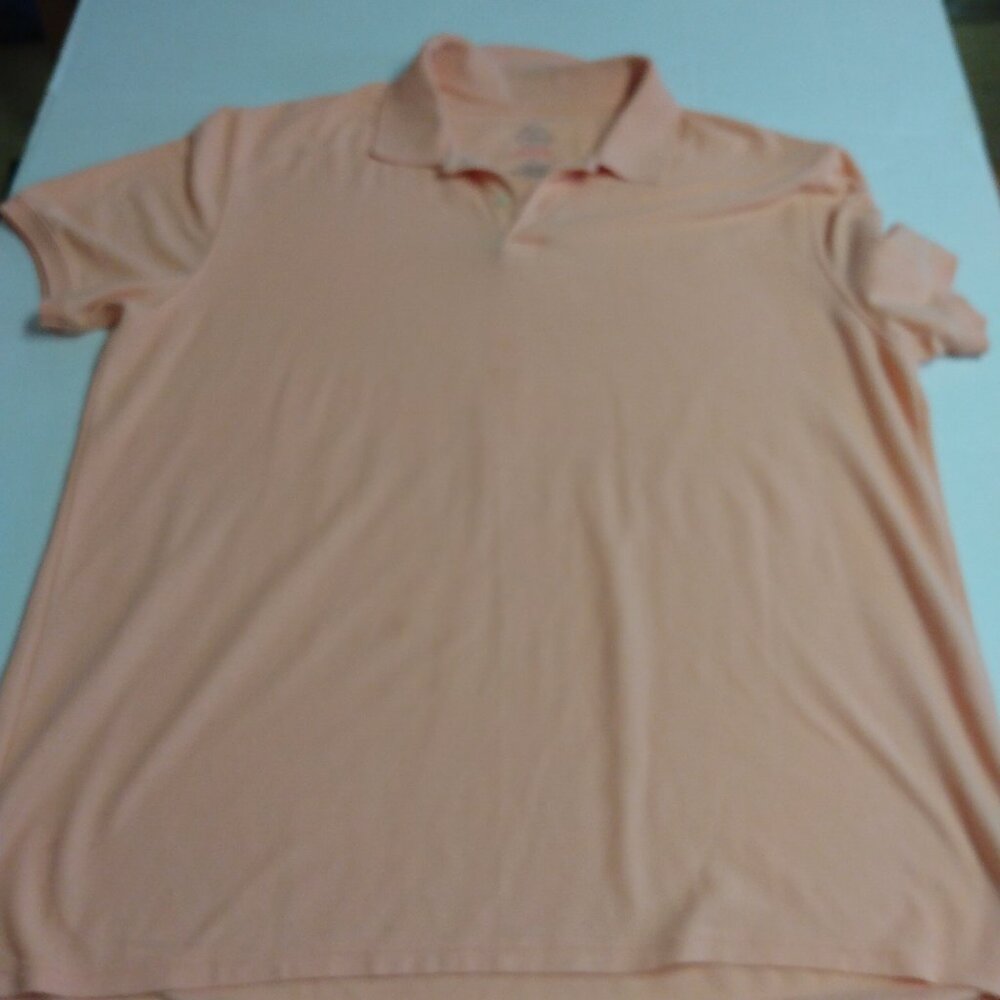 St Johns Bay Men's Shirt XXL Pullover Buttons Short Sleeve Peach